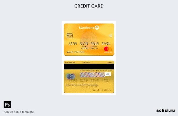 цифровая загрузка шаблона карты Mastercard Swedbank Литва